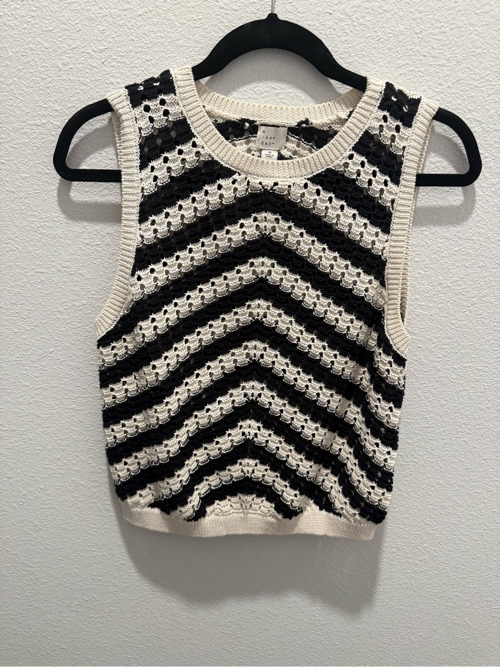 Target Black & Cream Chevron Open-Knit Tank